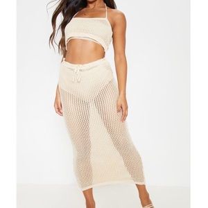PrettyLittleThing Crotchet Knit Coverup Set L